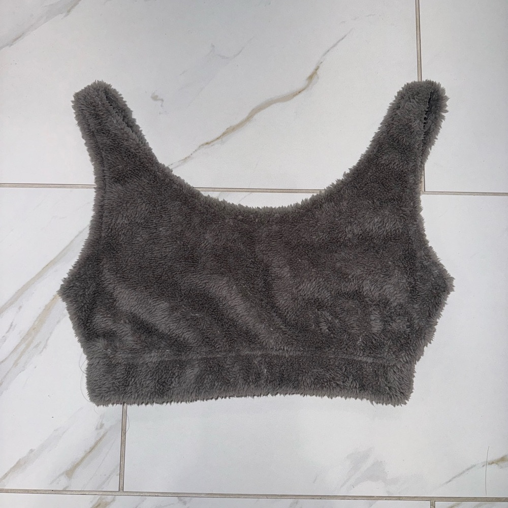 Grey Fuzzy crop top